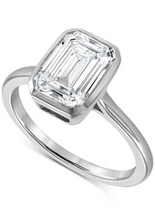 Badgley Mischka Certified Lab Grown Diamond Emerald-Cut Bezel Solitaire Engagement Ring (3 ct. t.w.) in 14k Gold - Yellow Gold