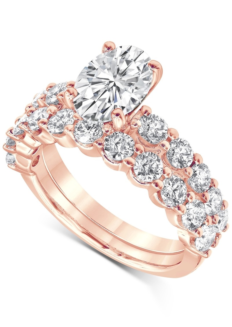 Badgley Mischka Certified Lab Grown Diamond Oval Bridal Set (3-3/8 ct. t.w.) in 14k Gold - Rose Gold