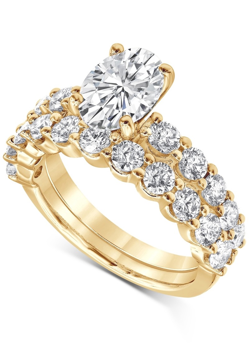 Badgley Mischka Certified Lab Grown Diamond Oval Bridal Set (3-3/8 ct. t.w.) in 14k Gold - Yellow Gold