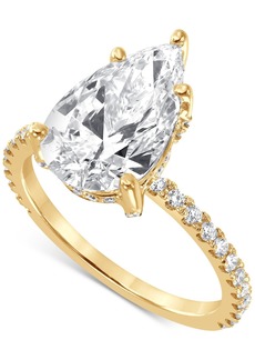 Badgley Mischka Certified Lab Grown Diamond Pear Halo Engagement Ring (3-3/8 ct. t.w.) in 14k Gold - Yellow Gold
