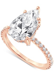 Badgley Mischka Certified Lab Grown Diamond Pear Halo Engagement Ring (3-3/8 ct. t.w.) in 14k Gold - Rose Gold