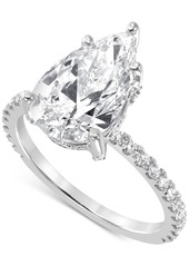 Badgley Mischka Certified Lab Grown Diamond Pear Halo Engagement Ring (3-3/8 ct. t.w.) in 14k Gold - White Gold