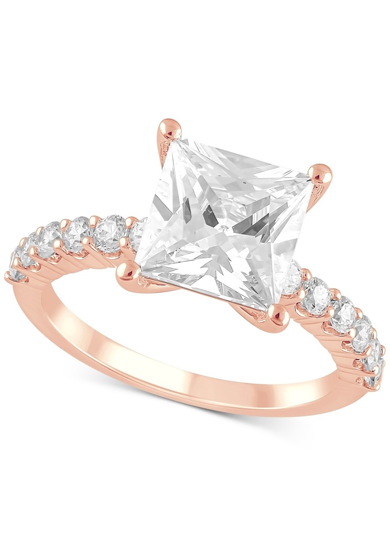 Badgley Mischka Certified Lab Grown Diamond Princess Engagement Ring (3-1/2 ct. t.w.) in 14k Gold - Rose Gold