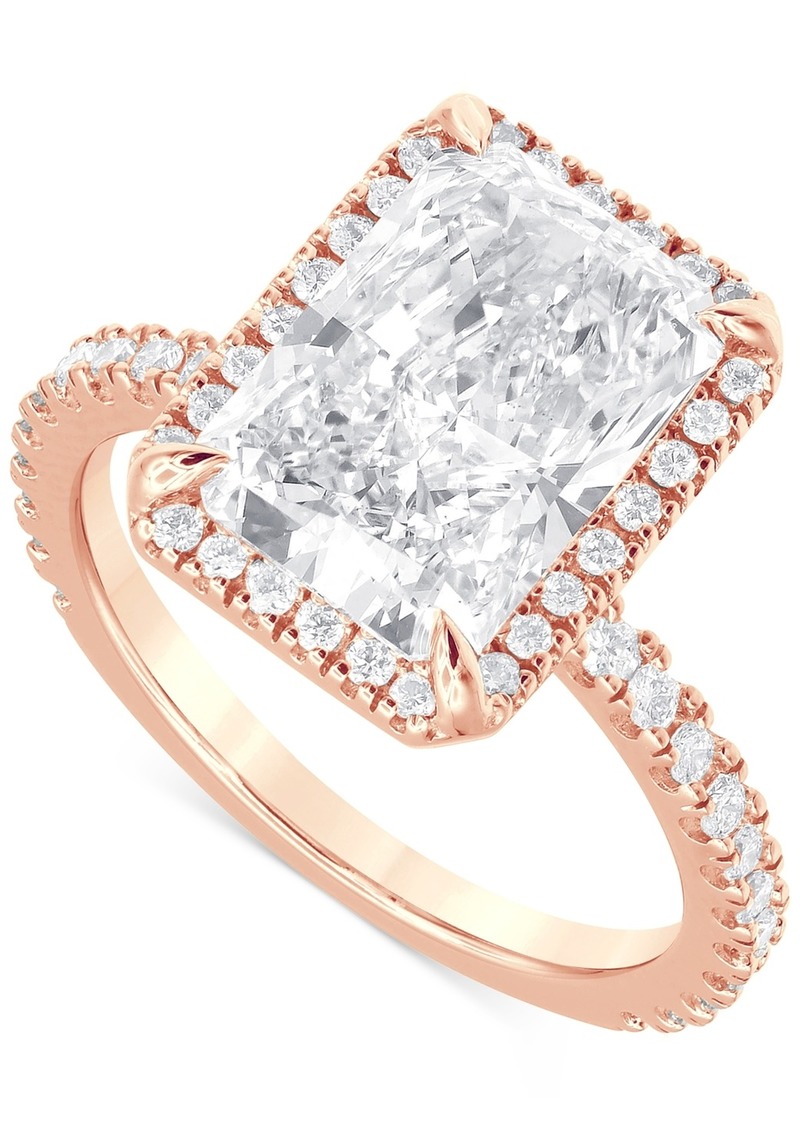 Badgley Mischka Certified Lab Grown Diamond Radiant-Cut Halo Engagement Ring (4-1/2 ct. t.w.) in 14k Gold - Rose Gold