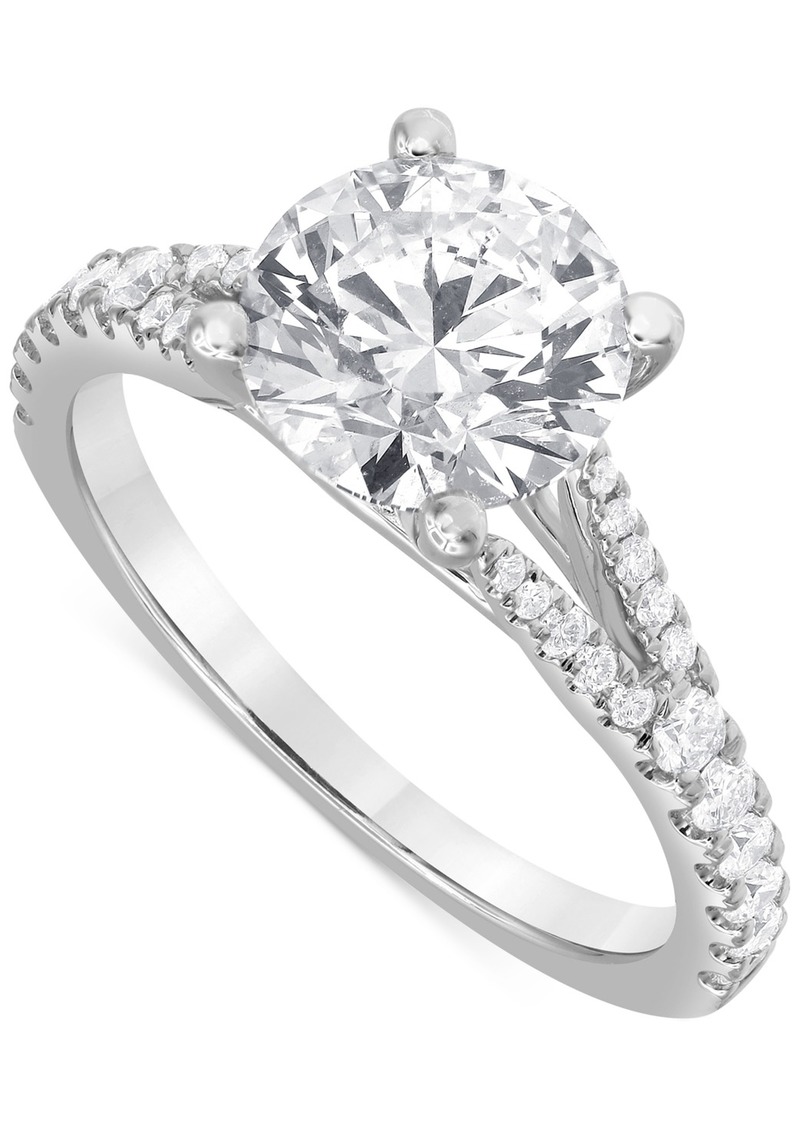 Badgley Mischka Certified Lab Grown Diamond Split Shank Engagement Ring (2-1/3 ct. t.w.) in 14k Gold - White Gold