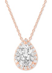 "Badgley Mischka Lab Grown Diamond Pear & Round Halo 18"" Pendant Necklace (1-1/5 ct. t.w.) in 14k White, Yellow or Rose Gold - Yellow Gold"