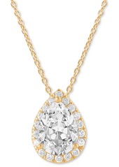 "Badgley Mischka Lab Grown Diamond Pear & Round Halo 18"" Pendant Necklace (1-1/5 ct. t.w.) in 14k White, Yellow or Rose Gold - Yellow Gold"