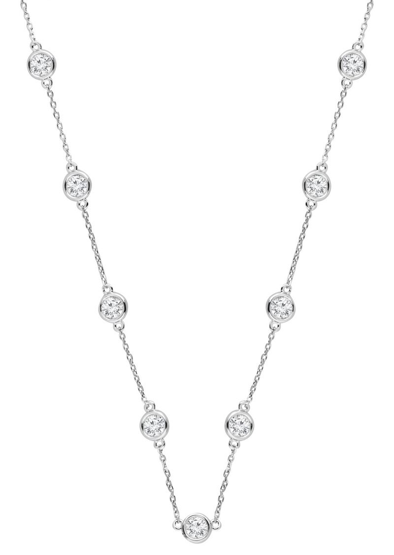 "Badgley Mischka Lab Grown Diamond Statement Necklace (6 ct. t.w.) in 14k White Gold, 18"" + 4"" extender - White Gold"