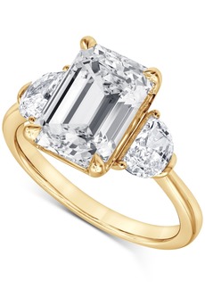 Badgley Mischka Certified Lab Grown Emerald Diamond Three Stone Engagement Ring (4-5/8 ct. t.w.) in 14k Gold - Yellow Gold