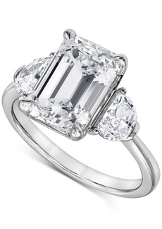 Badgley Mischka Certified Lab Grown Emerald Diamond Three Stone Engagement Ring (4-5/8 ct. t.w.) in 14k Gold - White Gold