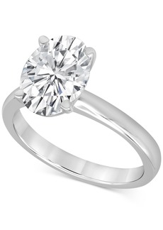 Badgley Mischka Certified Lab Grown Diamond Oval-Cut Solitaire Engagement Ring (3 ct. t.w.) in 14k Gold - White Gold