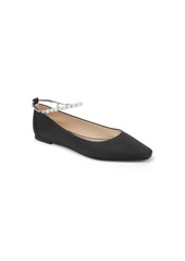 Badgley Mischka Women's London Ankle Chain Evening Ballet Flats - Black Crepe