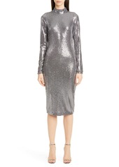 Badgley Mischka Collection Long Sleeve Sequin Cocktail Dress