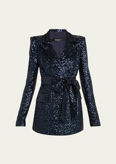 Badgley Mischka Sequin Wrap Blazer