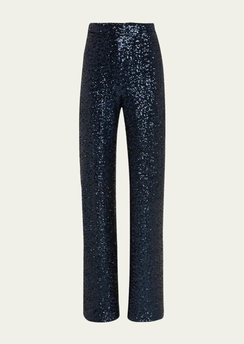 Badgley Mischka Straight-Leg Sequin Pants