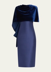 Badgley Mischka Velvet Wrap Midi Sheath Dress