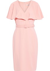 Badgley Mischka Woman Belted Layered Crepe Dress Baby Pink
