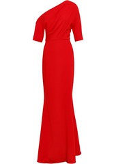 Badgley Mischka Woman Off-the-shoulder Draped Stretch-cady Gown Tomato Red
