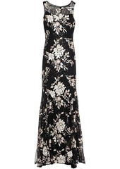 Badgley Mischka Woman Sequin-embellished Tulle Gown Black