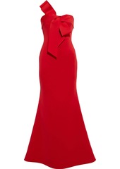 Badgley Mischka Woman Strapless Bow-embellished Scuba Gown Red