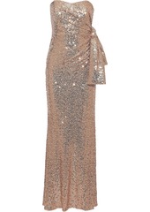 Badgley Mischka Woman Strapless Knotted Sequined Stretch-mesh Gown Antique Rose