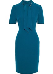Badgley Mischka Woman Tie-neck Stretch-crepe Dress Slate Blue