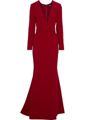 Badgley Mischka Woman Tulle-paneled Stretch-cady Gown Crimson