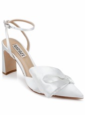 Badgley Mischka Women's Alease Bow Evening Pump - White Satin