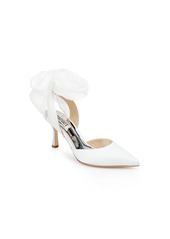 Badgley Mischka Women's Blaze Ankle Wrap Evening Pumps - White Satin