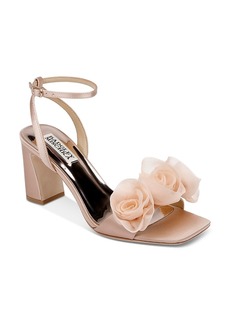 Badgley Mischka Women's Carli Square Toe Triple Flower High Heel Sandals