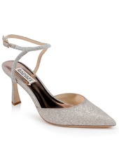 Badgley Mischka Women's Kamilah Ankle Strap Evening Pump - White Satin