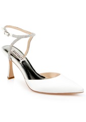 Badgley Mischka Women's Kamilah Ankle Strap Evening Pump - White Satin