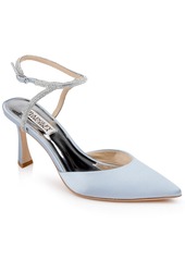 Badgley Mischka Women's Kamilah Ankle Strap Evening Pump - White Satin