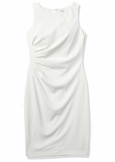 Badgley Mischka Women's Sleeveless Asymetrical Ruched Sheath Dress