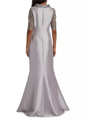 Badgley Mischka Beaded Metallic Mermaid Gown