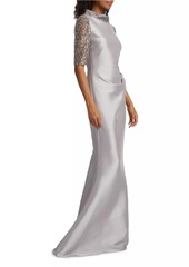 Badgley Mischka Beaded Metallic Mermaid Gown