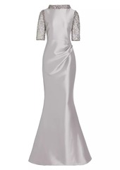 Badgley Mischka Beaded Metallic Mermaid Gown