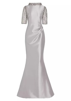 Badgley Mischka Beaded Metallic Mermaid Gown