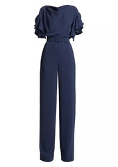 Badgley Mischka Cascade Flounce Sleeve Jumpsuit