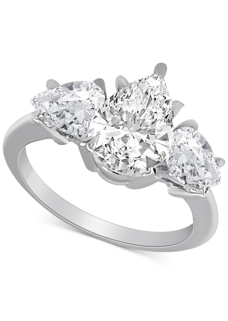 Certified Badgley Mischka Lab Grown Diamond Pear-Cut Three Stone Engagement Ring (4 ct. t.w.) in 14k Gold - White Gold