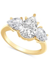 Certified Badgley Mischka Lab Grown Diamond Pear-Cut Three Stone Engagement Ring (4 ct. t.w.) in 14k Gold - White Gold