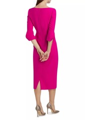 Badgley Mischka Crepe Boatneck Midi-Dress