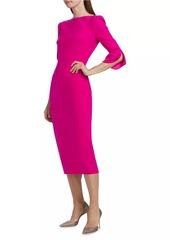 Badgley Mischka Crepe Boatneck Midi-Dress