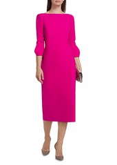 Badgley Mischka Crepe Boatneck Midi-Dress