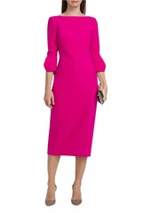 Badgley Mischka Crepe Boatneck Midi-Dress