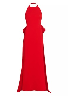 Badgley Mischka Crepe Bow Back Gown