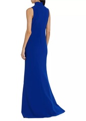 Badgley Mischka Crepe Bow Sleeveless Gown