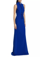 Badgley Mischka Crepe Bow Sleeveless Gown