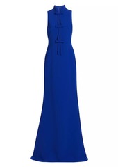 Badgley Mischka Crepe Bow Sleeveless Gown