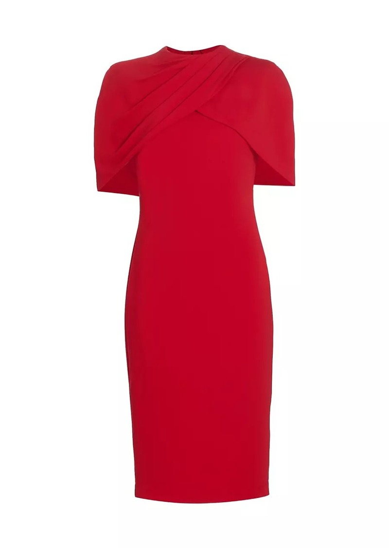 Badgley Mischka Crepe Cape Shift Dress